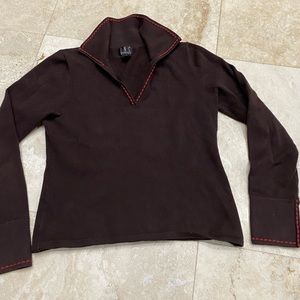 I-N-C Brown sweater V-Neck Sweater with a …